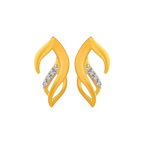 P.C. Chandra Jewellers 14k Gold and American Diamond Stud Earrings